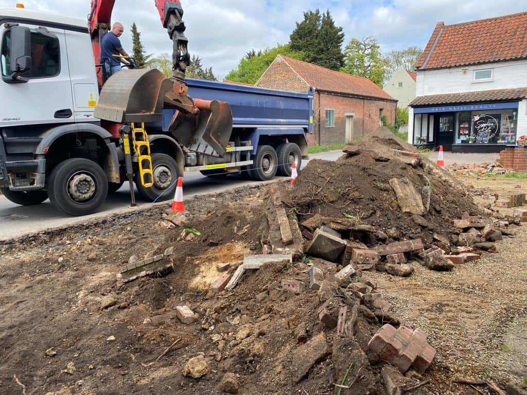 This is a photo of a dig out being carried out for the installation of a new tarmac driveway. Works being carried out by Wroxham Driveways