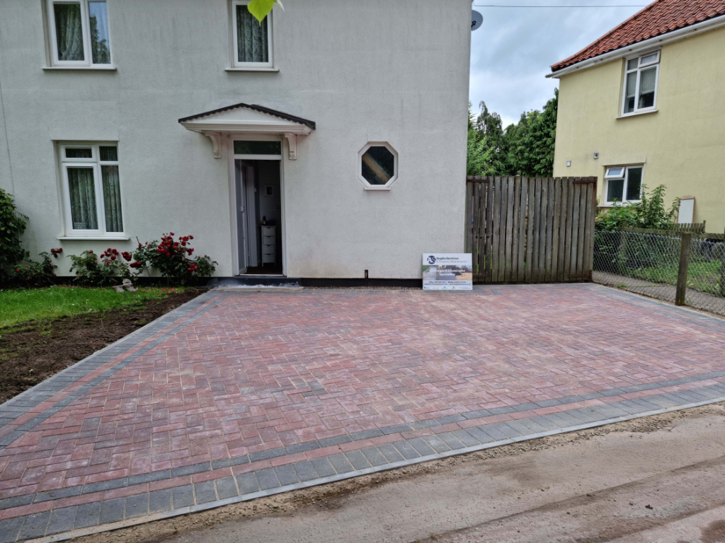 This is a newly installed block paved drive installed by Wroxham Driveways