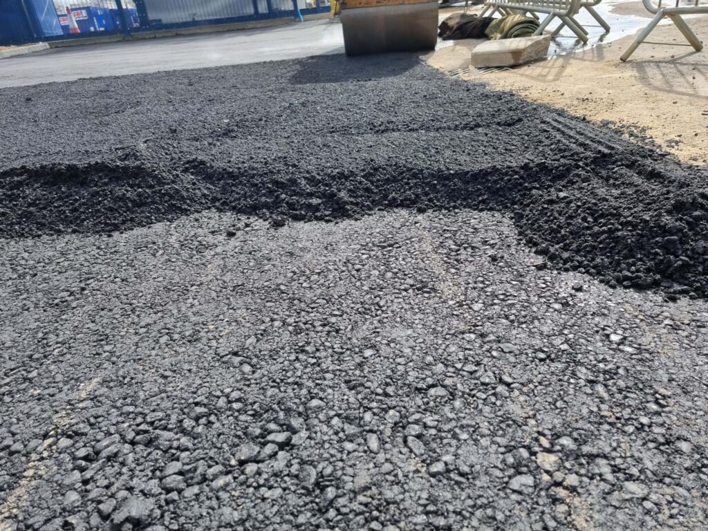 This is tarmac being laid by Wroxham Driveways